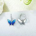 wholesale 925 Sterling Silver Blue Enamel Butterfly Drop Huggies Earings for Women - 6 Designs-0-3