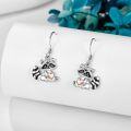 wholesale 925 Sterling Silver Raccoon Dangle Earrings with Heart Charm-0-4