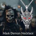 wholesale 925 Sterling Silver Gold Plated Demon Face Pendant Necklaces for Men Punk Gothic Style Jewelry-0-4