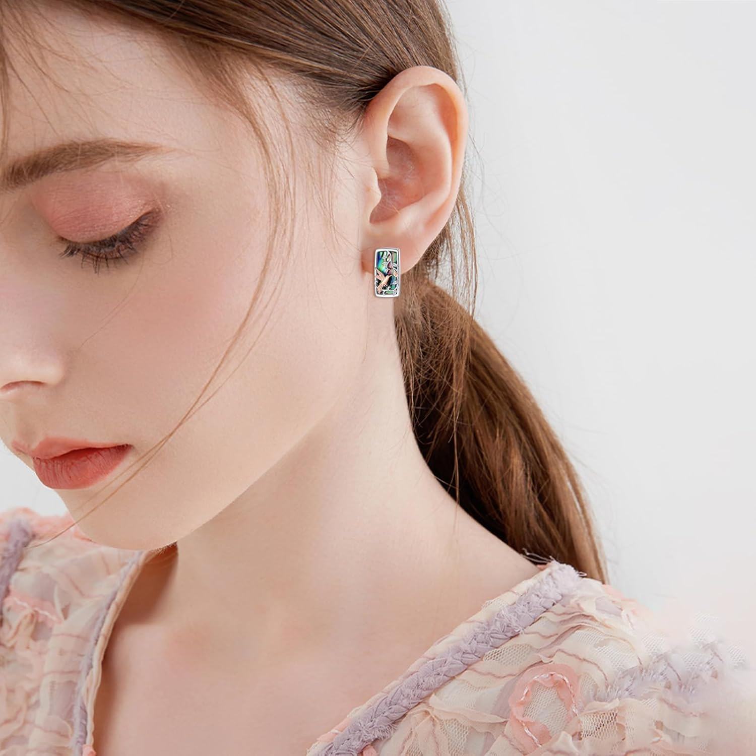 Sterling Silver Abalone Celtic Dragonfly Filigree Paw Print Hoop Earrings-0-4
