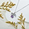 wholesale 925 Sterling Silver Purple Crystal Dragon Pendant Necklace-0-1