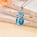 TOUPOP Sterling Silver Turquoise Y Initial Letter Tree Of Life Pendant Necklace-0-2