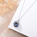 wholesale 925 Sterling Silver Blue Enamel Ocean Wave Whale Tail Pendant Necklace for Women-0-2