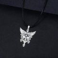 wholesale 925 Sterling Silver Gothic Skull Wings Cross Pendant Necklace s for Men/Women-0-3