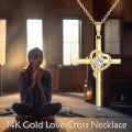 wholesale 14K Gold Diamond Heart Cross Pendant Necklace Religious s for Men & Women-0-5
