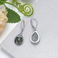wholesale 925 Sterling Silver Green Moss Agate Triquetra Drop Earrings-0-3