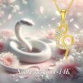 wholesale 14K Yellow Gold Snake Pendant with Cubic Zirconia Stones Necklaces for Women-0-5