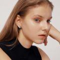 wholesale 925 Sterling Silver Black Gold Plated Iridescent Abalone Shell Inlay Hoop Earrings-0-4