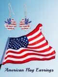 wholesale 925 Sterling Silver USA Flag Flower Drop Dangle Hook Earrings-0-3