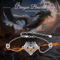 wholesale 925 Sterling Silver Heart-Shaped Celtic Dragon and Wolf Adjustable Bracelet for Women-0-5