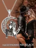 TOUPOP Sterling Silver Nightmare Jewelry Skull Heart Moon Pendant Necklace-0-1