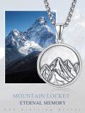 wholesale 925 Sterling Silver Mountain Photo Locket Pendant Necklaces for Men Memory Keepsake Gift-0-5