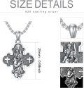 wholesale 925 Sterling Silver Cross Pendant with Religious Figures and Crucifixes on Chain for Men Women  47cm Length-0-2