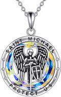 wholesale 925 Sterling Silver Saint Michael Pendant with Angel Design and Crystal Stone Protection Jewelry for Women & Men-0-6