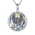 wholesale 925 Sterling Silver Oxidized Saint Michael Archangel Crystal Pendant Necklace-0-6
