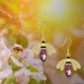 wholesale 925 Sterling Silver Crystal Bee Drop Earrings for Women -0-5