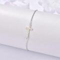 wholesale 925 Sterling Silver White Opal Sideways Cross Heart Charm Bracelet for Women-0-1