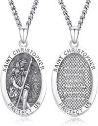 wholesale 925 Sterling Silver Saint Christopher Medal Necklace with Chain for Men & Women-St Christopher B-St Christopher D