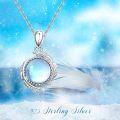 wholesale 925 Sterling Silver Round Rainbow Moonstone Leaf Pendant Necklace for Women-0-5