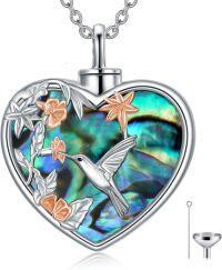 wholesale Sterling Silver Birthstone Infinity Dog Angle Cross Turtle Tree of Life Urn Necklace for Women s Ashes Wings Cremation Jewelry Heart Pendant-Hummingbird-Hummingbird