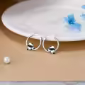 TOUPOP Sterling Silver Gemstone Dolphin Paw Sloth Hummingbird Panda Huggie Hoop Earrings-0-4