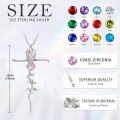 wholesale 925 Sterling Silver Birthstone Faith Cross Pendant Necklace for Women Religious Jewelry Gifts-0-3