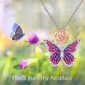 wholesale Sterling Silver Butterfly Rose Necklace - rhodium-and-rose-gold-plated-0-5