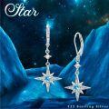 wholesale 925 Sterling Silver Star Blue Topaz Leverback Drop Dangle Earrings-0-5