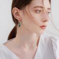 wholesale 925 Sterling Silver Green Jade Twist Drop Earrings for Women-0-2