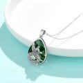 wholesale 925 Sterling Silver Green Stone Teardrop Pendant with Phoenix Design - Mothers Day Gift for Her-0-2