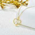 wholesale 14K Gold Cubic Zirconia Open Heart Pendant Necklace for Women 18 Inches Long Chain-0-4