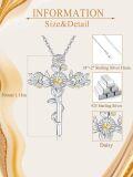 wholesale 925 Sterling Silver Daisy & Sunflower Cross Pendant Necklace for Women-0-5
