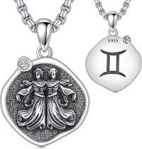 wholesale Sterling Silver Zodiac Constellation Necklace Astrology Pendant-05-Gemini Necklace