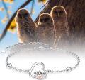 wholesale 925 Sterling Silver & Anti-Tarnish Owl Heart Bracelet - Wisdom Symbol Gift for Women, Adjustable Chain, Jewelry Box Included-0-5