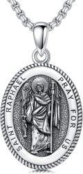 wholesale Sterling Silver Saint Medal Oval Necklace for Men Women Religious Jewelry-0-60