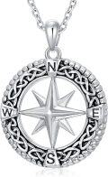 wholesale 925 Sterling Silver Celtic Knot Compass Pendant Necklace for Men & Women-0-0