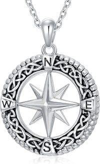 wholesale 925 Sterling Silver Celtic Knot Compass Pendant Necklace for Men & Women-02-Compass Necklace Non-custom