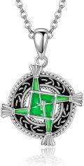 wholesale 925 Sterling Silver Celtic Knot Green Stone Pendant Necklaces for Women Irish s-0-0