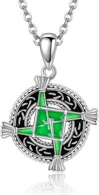 wholesale 925 Sterling Silver Celtic Knot Green Stone Pendant Necklaces for Women Irish s-Brigid