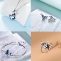 wholesale 925 Sterling Silver & Austrian Crystal Blue Morpho Helena Butterfly Necklace - 0.58, 18 Chain, Gift Box, 12-Month Warranty-0-1