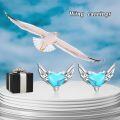 wholesale 925 Sterling Silver Turquoise Heart Angel Wings Stud Earrings-0-3