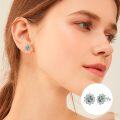 wholesale 925 Sterling Silver Green Quartz Flower Stud Earrings with Cubic Zirconia and Celtic Knot Design - Hypoallergenic Jewelry for Women-0-3