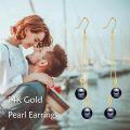 wholesale  Solid Gold 14K Freshwater Pearl Threader Tassel Dangle Earrings ( chars)-0-14