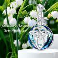 wholesale S925 Sterling Silver Blue Crystal Snow Lotus Celtic Knot Cremation Urn Necklace for Ashes Memorial Jewelry-0-2