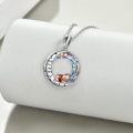 wholesale 925 Sterling Silver I Love You to the Moon and Back Bear Necklace with Red Crystal Stone Jewelry-0-8