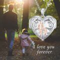 wholesale 925 Sterling Silver Heart Locket Necklace Wholesale Father Daughter Walk Together Photo Frame-0-6