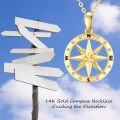 wholesale 14K Gold CZ Compass Pendant Necklace for Women - 18 Inches Chain-0-1