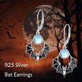 wholesale 925 Sterling Silver Black Bat Moonstone Gothic Drop Earrings for Women - Halloween  Ideas-0-3