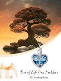 wholesale 925 Sterling Silver Heart Tree of Life Blue Crystal Keepsake Pendant Necklace with Funnel and Fill Tool-0-1