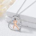 wholesale 925 Sterling Silver Tennis Player Heart Pendant Necklace Cubic Zirconia Rose Gold-0-2